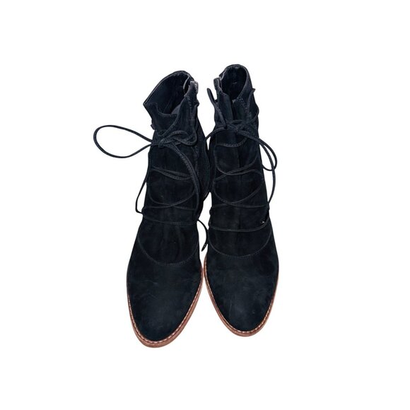 Sam Edelman Millard Lace-Up Boots Black Suede Ankle Bootie 10 Boho Cottage Core - Picture 4 of 14